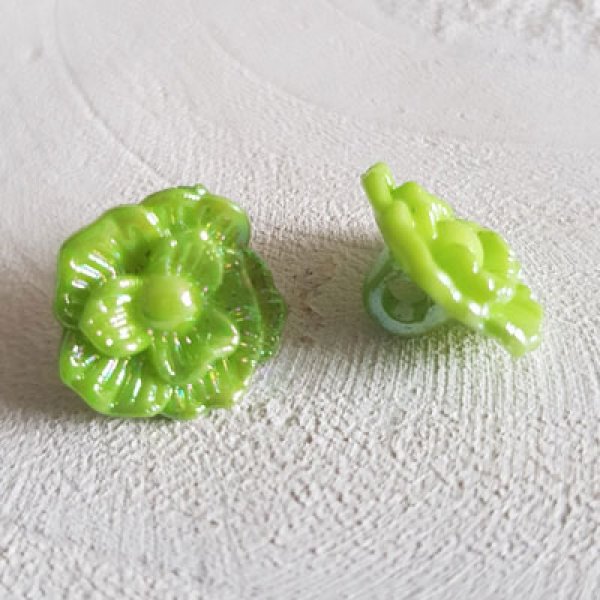Boutons fantaisie, enfants, b&eacute;b&eacute;s Motif Fleur N&deg;02-02 Vert
