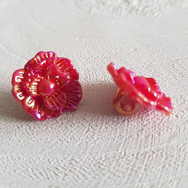 Boutons fantaisie, enfants, b&eacute;b&eacute;s Motif Fleur N&deg;02-03 Rouge