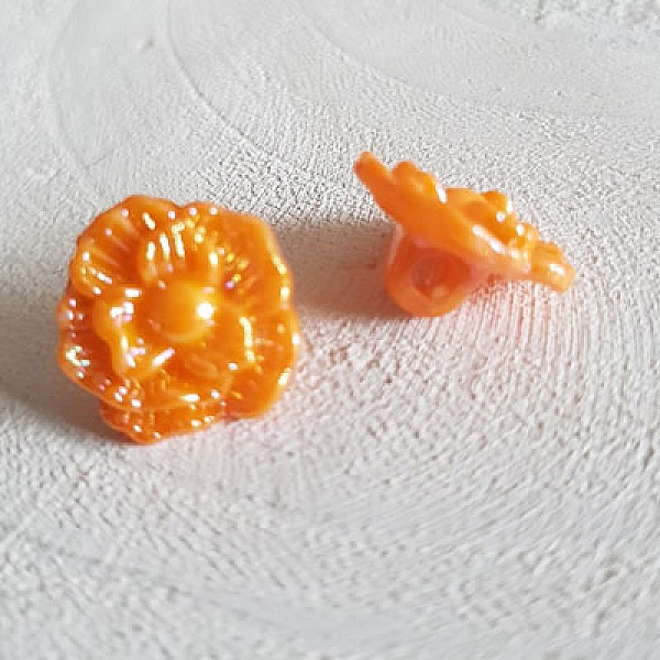 Boutons fantaisie, enfants, b&eacute;b&eacute;s Motif Fleur N&deg;02-05 Orange