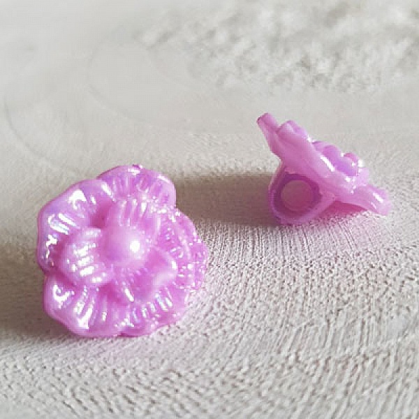 Boutons fantaisie, enfants, b&eacute;b&eacute;s Motif Fleur N&deg;02-08 Violet