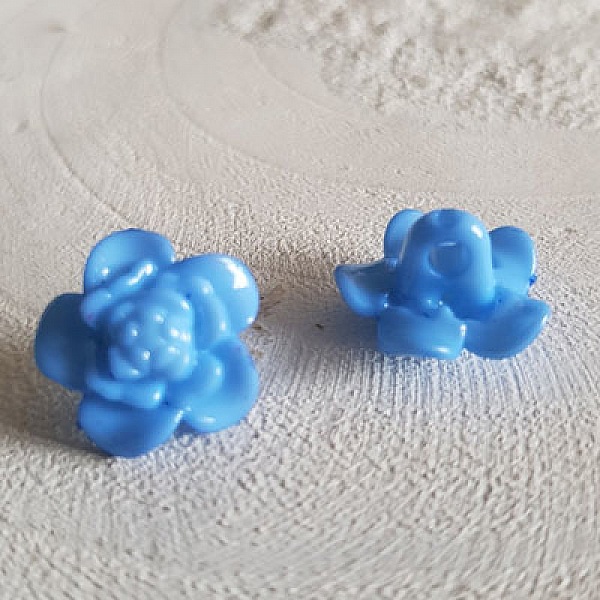 Boutons fantaisie, enfants, b&eacute;b&eacute;s Motif Fleur N&deg;03-01 Bleu
