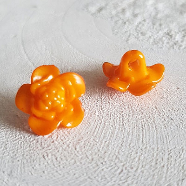 Boutons fantaisie, enfants, b&eacute;b&eacute;s Motif Fleur N&deg;03-05 Orange