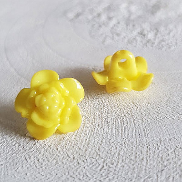 Boutons fantaisie, enfants, b&eacute;b&eacute;s Motif Fleur N&deg;03-07 Jaune