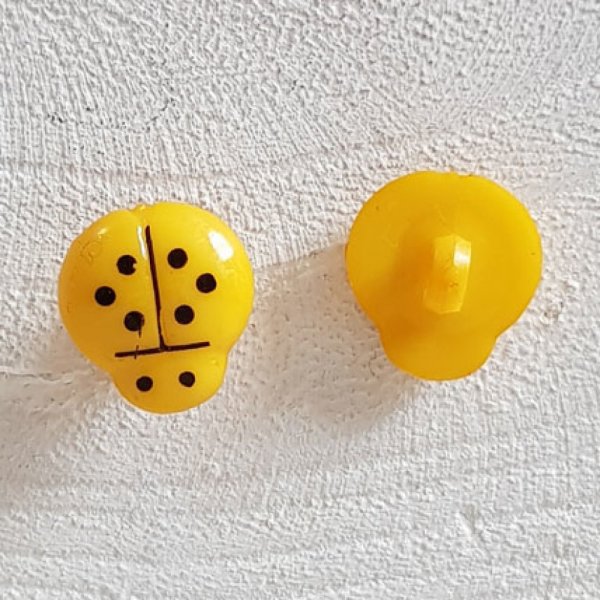 Boutons fantaisie, enfants, b&eacute;b&eacute;s Motif Coccinelle N&deg;01-03 Jaune fonc&eacute;