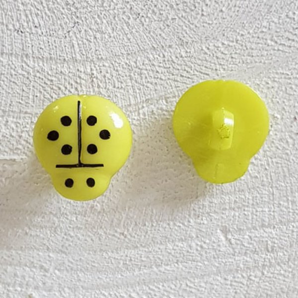 Boutons fantaisie, enfants, b&eacute;b&eacute;s Motif Coccinelle N&deg;01-05 Vert clair