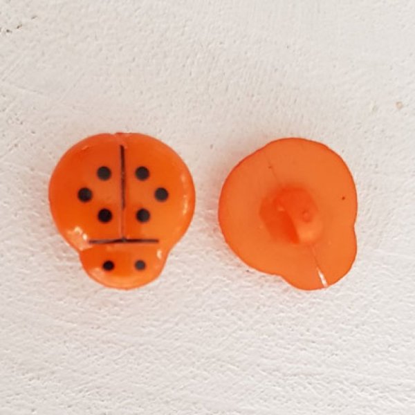 Boutons fantaisie, enfants, b&eacute;b&eacute;s Motif Coccinelle N&deg;01-09 Orange