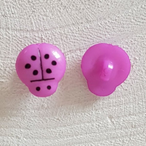 Boutons fantaisie, enfants, b&eacute;b&eacute;s Motif Coccinelle N&deg;01-11 Violet