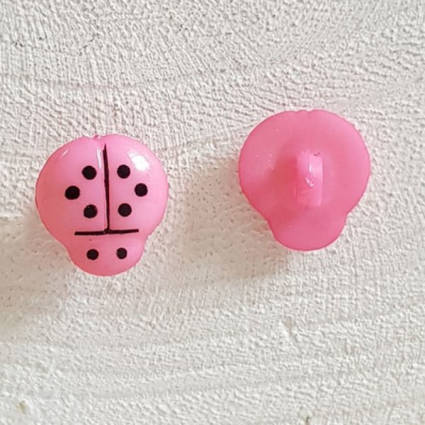 Boutons fantaisie, enfants, b&eacute;b&eacute;s Motif Coccinelle N&deg;01-13 Rose