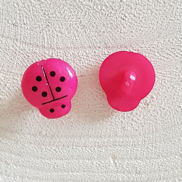 Boutons fantaisie, enfants, b&eacute;b&eacute;s Motif Coccinelle N&deg;01-14 Fushia 