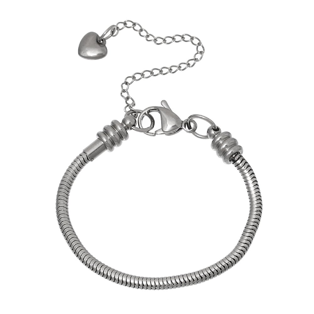 Bracelet Acier Inoxydable N°05-02 Argent Fermoir Mousqueton 17 cm