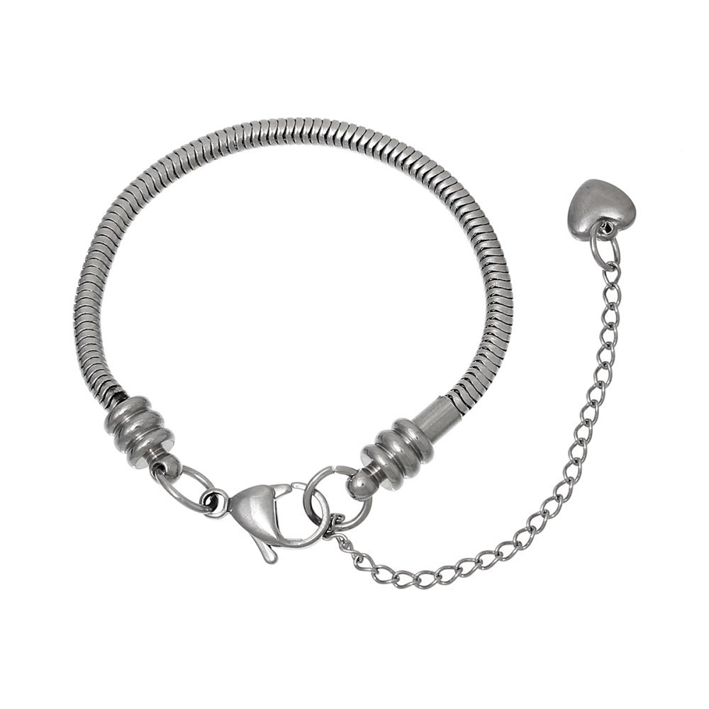 Bracelet Acier Inoxydable N°05-02 Argent Fermoir Mousqueton 17 cm