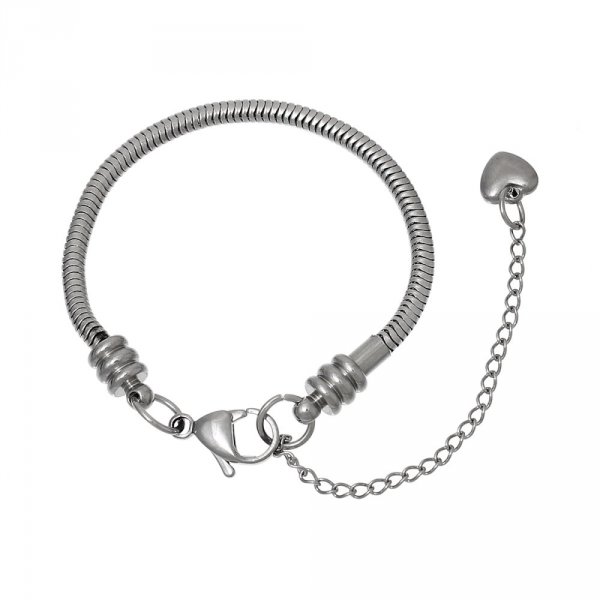 Bracelet Acier Inoxydable N°05-02 Argent Fermoir Mousqueton 19 cm