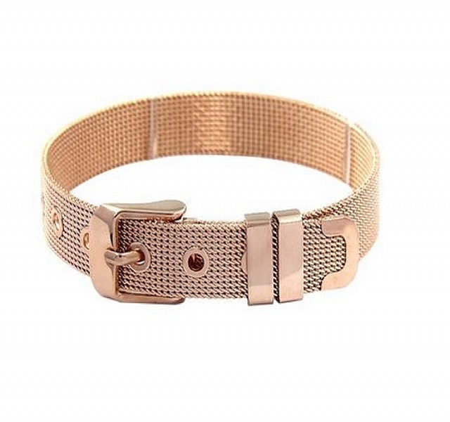 Bracelet Acier Inoxydable 10 mm Dor&eacute; Ros&eacute;