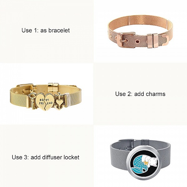 Bracelet Acier Inoxydable 10 mm Dor&eacute; Ros&eacute;