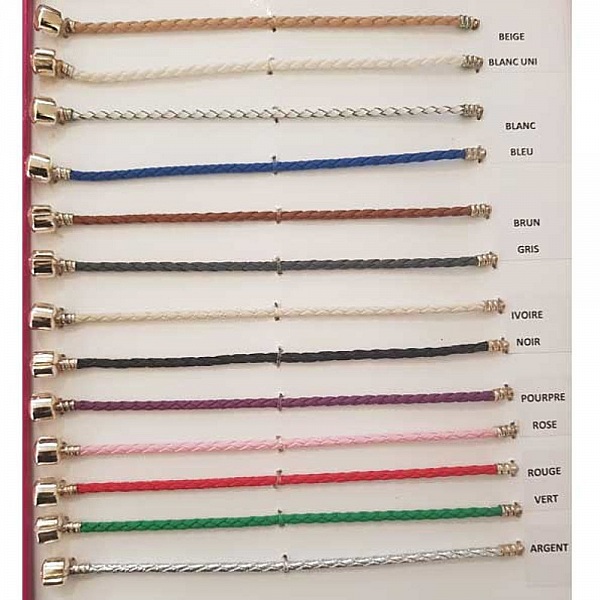 Bracelet Clip Europ&eacute;en tress&eacute; Uni 01 DU 15 AU 23 CM Gris