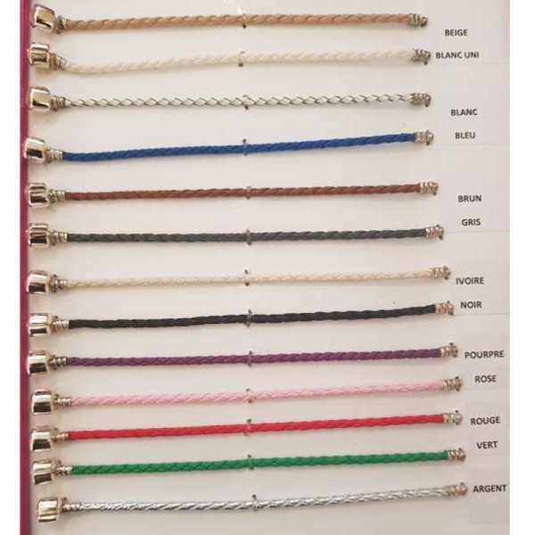 Bracelet Clip Europ&eacute;en tress&eacute; Uni 01 DU 15 AU 23 CM Noir