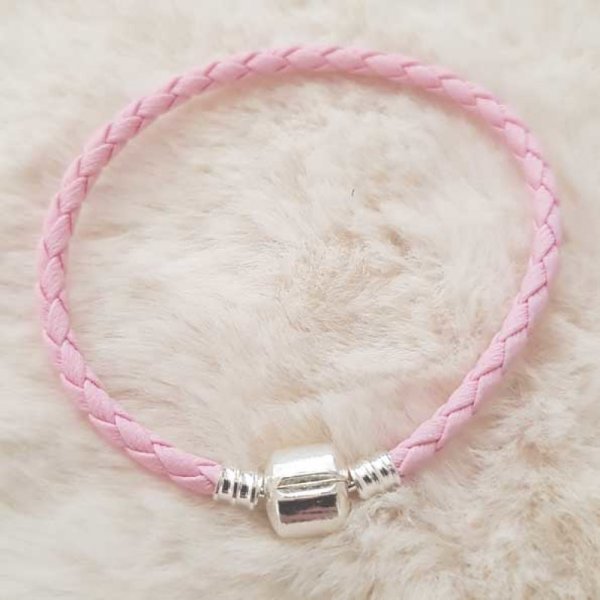Bracelet Clip Europ&eacute;en tress&eacute; Uni 01 DU 15 AU 23 CM Rose