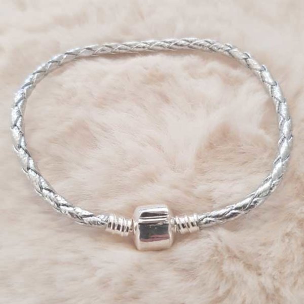 Bracelet Clip Europ&eacute;en tress&eacute; Uni 01 DU 15 AU 23 CM Argent