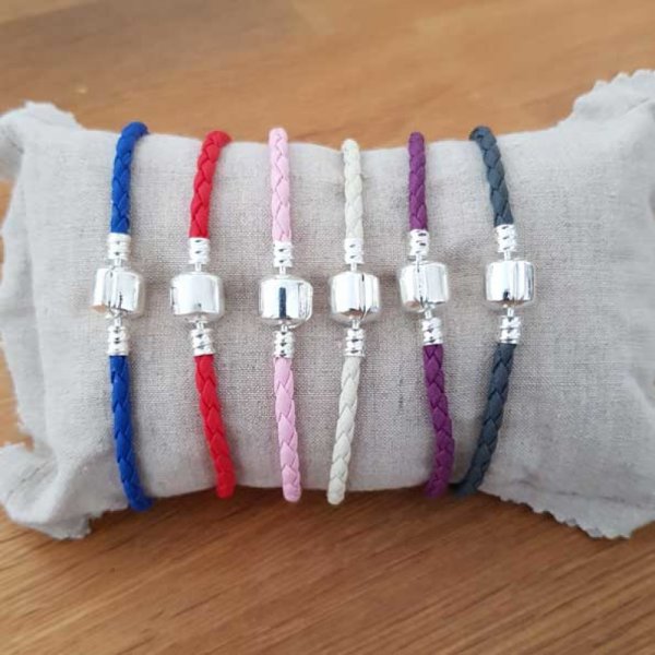 Bracelet Clip Europ&eacute;en tress&eacute; Uni 01 DU 15 AU 23 CM Blanc 02