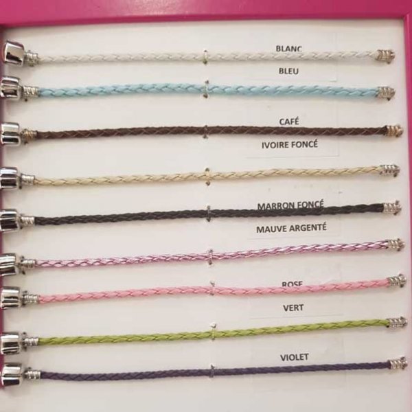 Bracelet Clip Europ&eacute;en tress&eacute; Uni 02 DU 15 AU 23 CM Violet