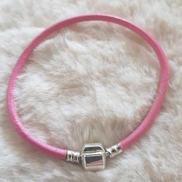 Bracelet Clip Europ&eacute;en lisse Uni 01 DU 15 AU 23 CM Rose