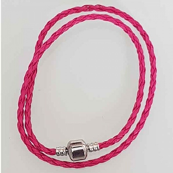 Bracelet Europ&eacute;en 2 tours tress&eacute; Clip Uni 04 20cm