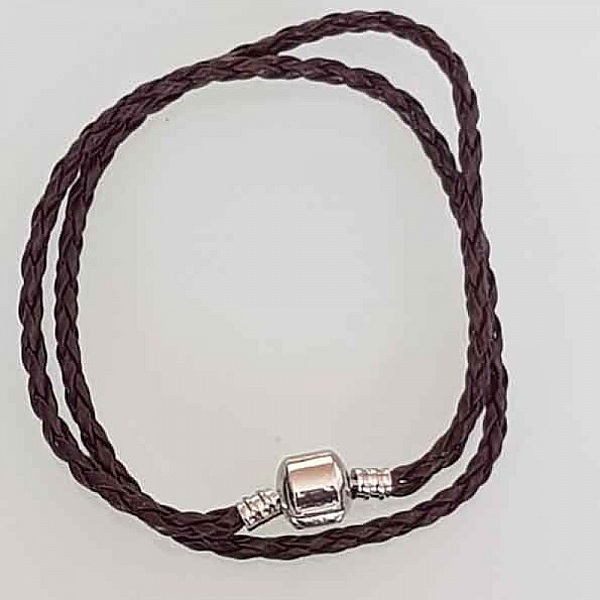 Bracelet Europ&eacute;en 2 tours tress&eacute; Clip Uni 06 20cm