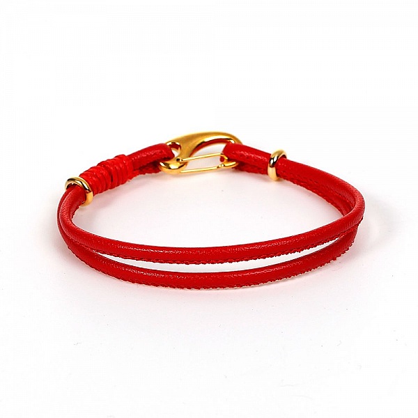 Bracelet Europ&eacute;en Double Uni Rouge