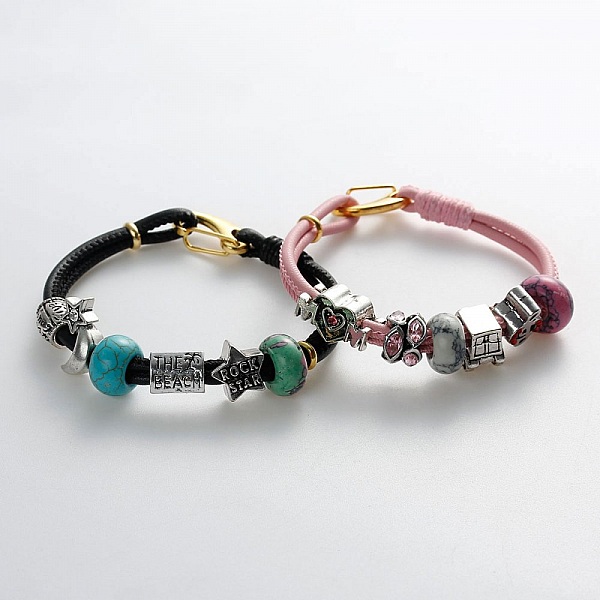 Bracelet Europ&eacute;en Double Uni Rouge