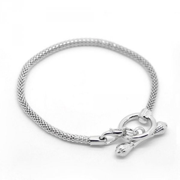Bracelet Europ&eacute;en Toggle 22cm Argent