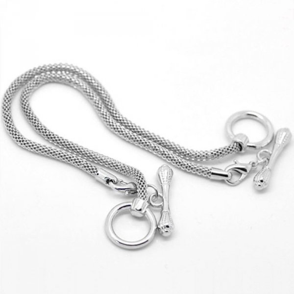Bracelet Europ&eacute;en Toggle 22cm Argent