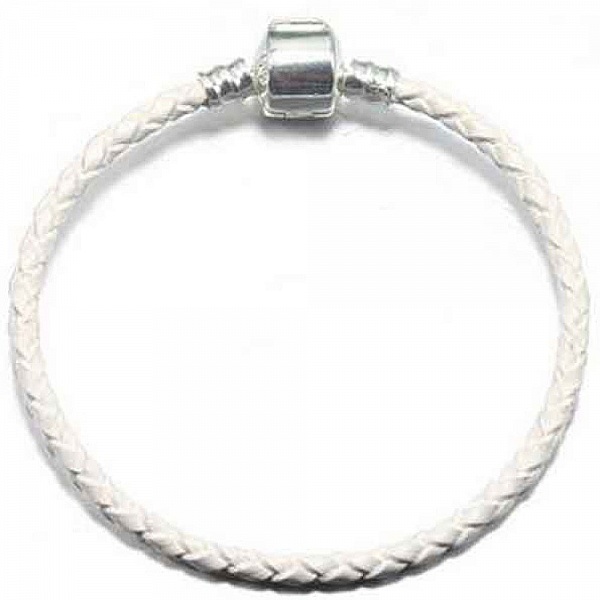 Bracelet Europ&eacute;en tress&eacute; Clip Uni 02 DU 15 AU 23 CM Blanc