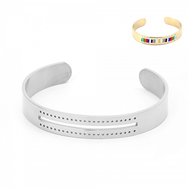 Bracelet Manchette Jonc semi ouvert 10 mm en Acier Inoxydable N&deg;07