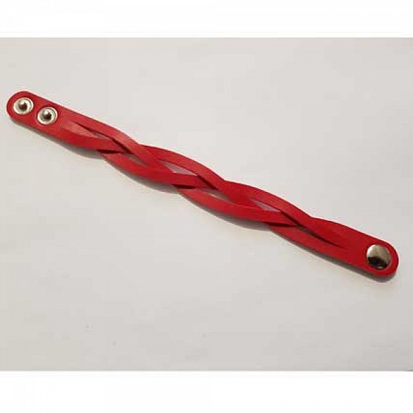 Bracelet en cuir tress&eacute; Rouge