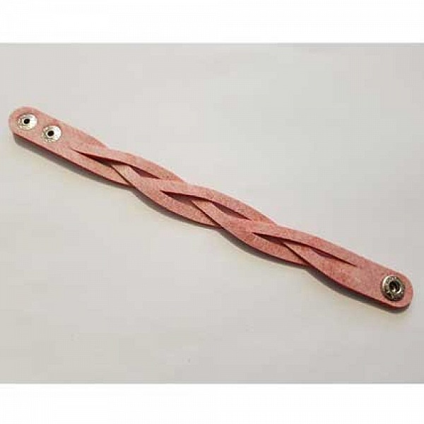 Bracelet en cuir tress&eacute; Rouge