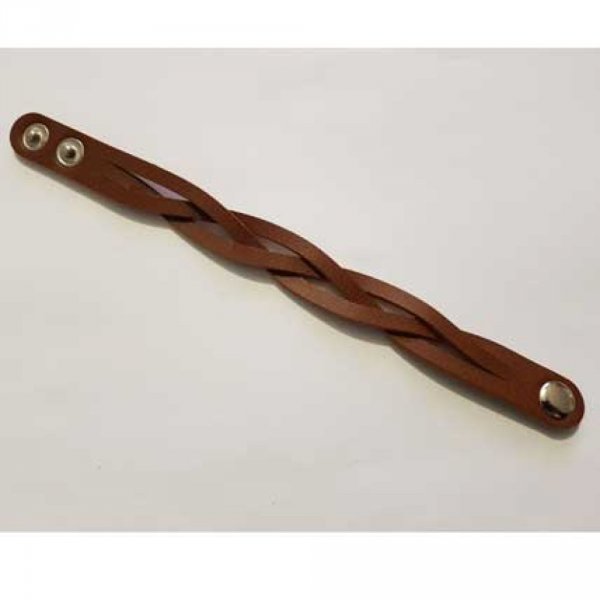 Bracelet en cuir tress&eacute; marron