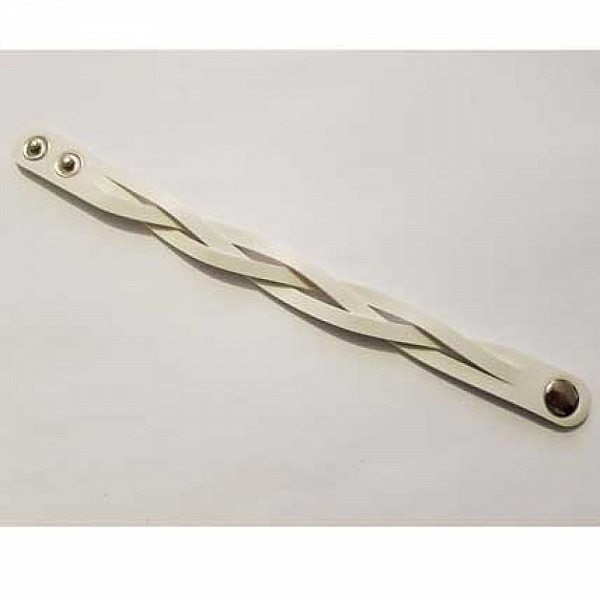 Bracelet en cuir tress&eacute; Blanc