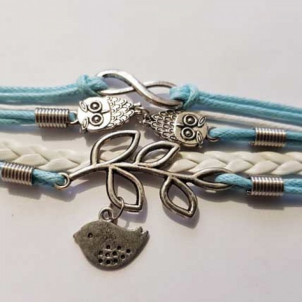 Bracelets Cordon Cir&eacute; et Tress&eacute; N&deg;10 Chouette