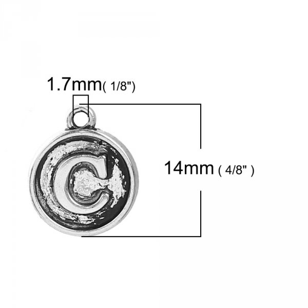 Breloque Alphabet M&eacute;daille 02 Lettre C