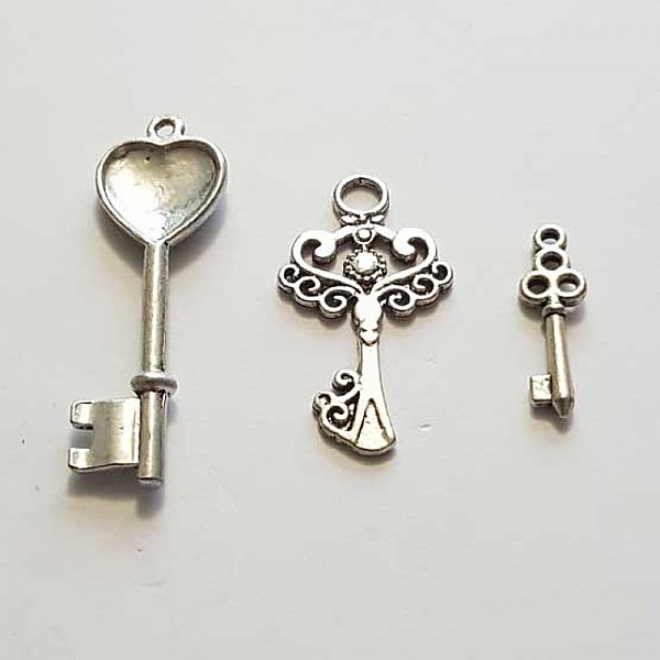 Breloque Clef N&deg;62 Lot de 3 Pi&egrave;ces