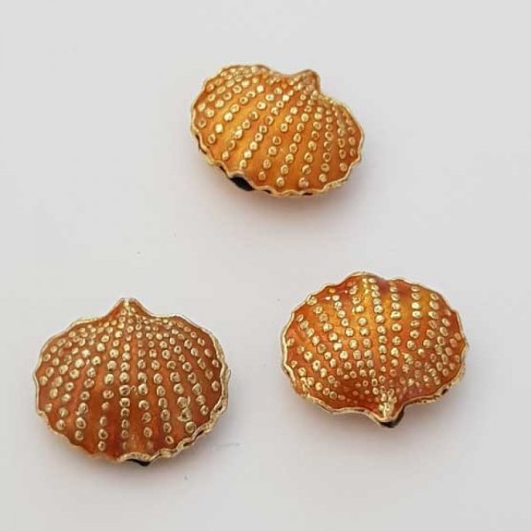 Breloque Coquille Saint Jacques Orange Dor&eacute;