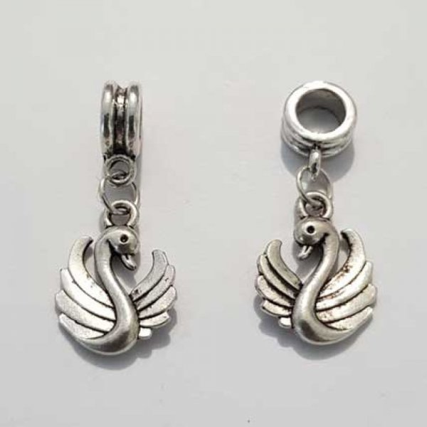 Breloque Cygne N&deg;02 Argent Vieilli