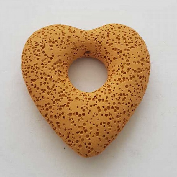 Breloque Divers N&deg;086-02 Pendentif C&oelig;ur Pierre De Lave Orange