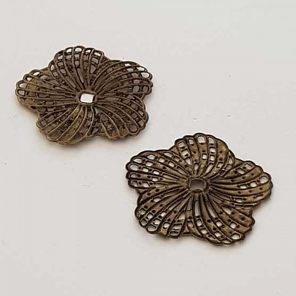 Breloque Divers N&deg;082 Pendentif Fleur Estampe Bronze