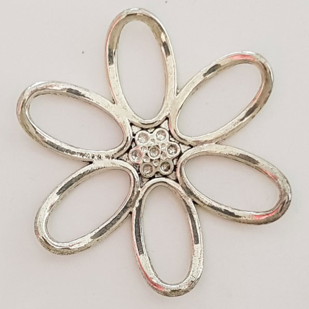 Breloque Fleur Métal N°003 Argent