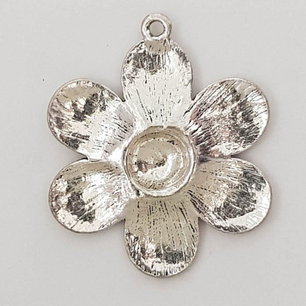 Breloque Fleur Métal N°007 Argent