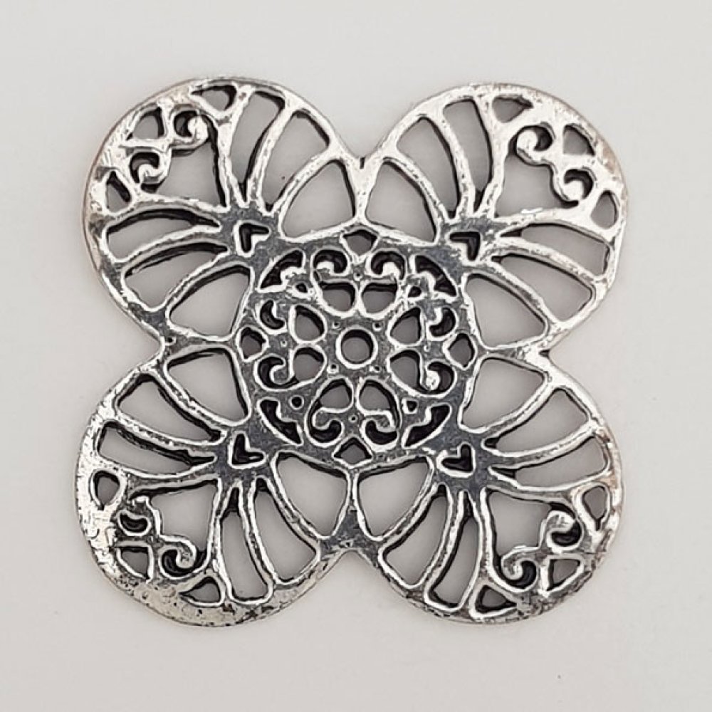 Breloque Fleur Métal N°054 Argent