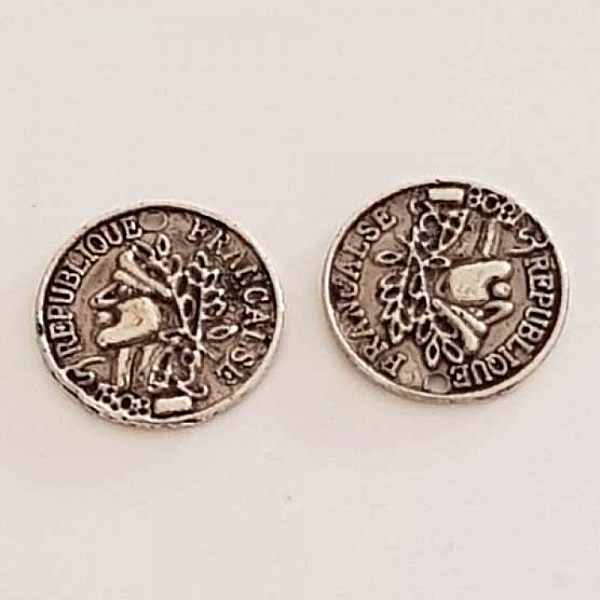 Breloque M&eacute;daille pi&egrave;ce 15 mm Argent 01