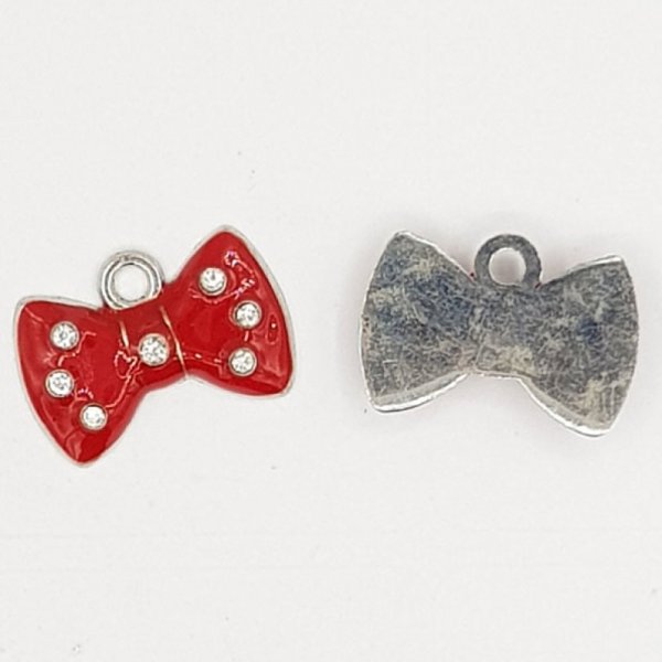 Breloque N&oelig;ud N&deg;14 breloque noeud ruban en m&eacute;tal rouge