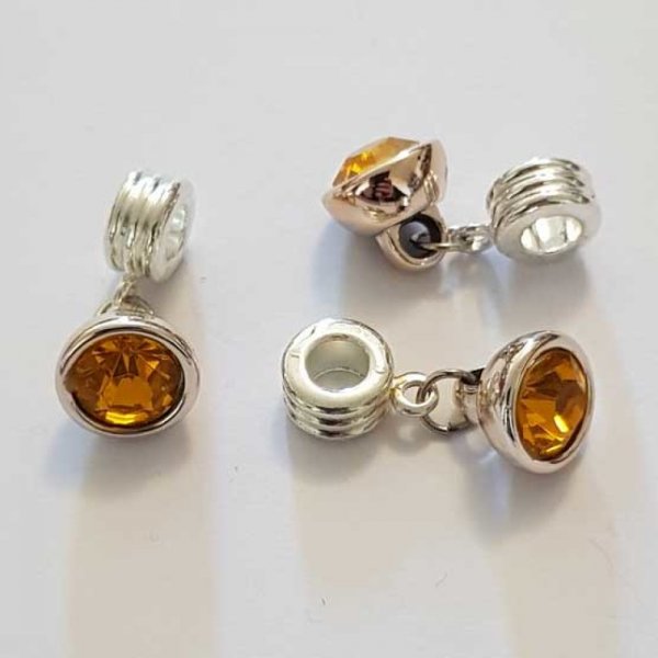 Breloque Pendentif Strass Orange N&deg;1013-07